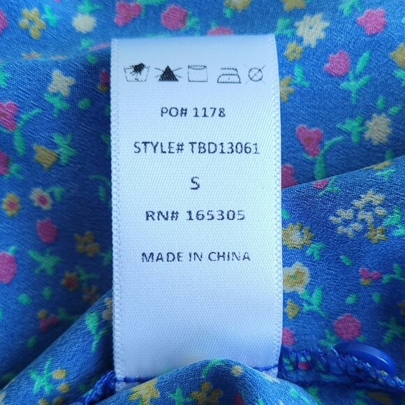 Things Between Blue Ditsy Floral Prairie Midi Tea Dress Boho Cottagecore Indie S - Picture 12 of 13